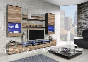 SET LIVING CU LED CAMA II NUC/WENGE DESIGN MODERN CM