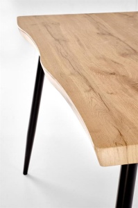 SET MASA + 4 SCAUNE DICKY, GRI/NEGRU/NATURAL, 180/240 CM, NEGRU/NEGRU, DIN MDF LAMINAT SI METAL, STIL MODERN - Img 6