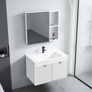 SET MOBILIER DE BAIE CU LAVOAR, OGLINDA, MARIO 60CM, ALB, JUST IN COLLECTION - Img 3