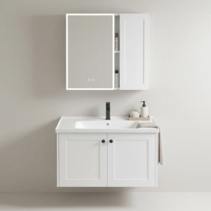 SET MOBILIER DE BAIE CU LAVOAR, OGLINDA, MONTI 60CM, ALB, JUST IN COLLECTION - Img 3