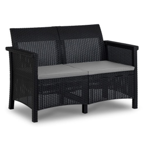 SET MOBILIER DE GRADINA/TERASA, BRENTA, ARTIM MEBLE, DIN TEHNORATAN, CULOARE NEAGRA/GRI - Img 4