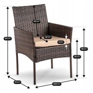 SET MOBILIER GRADINA, ARTIM MEBLE, MASA SI 4 SCAUNE, REALIZAT DIN POLIRATAN, CULOARE MARO/BEJ, STIL MODERN - Img 8