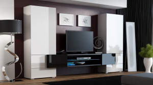 SET MODULAR LIVING CU LED TORI ALB DESIGN MODERN CM