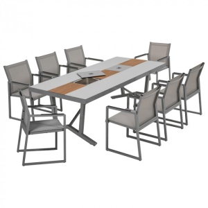 SET TERASA FORMATA DIN MASA SI 8 SCAUNE, ALUMINIU SI SPC, ARTIM GROUP COLLECTION - Img 1