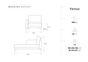 SEZLONG 160CM, VENUS, DIVERSE CULORI, MATERIAL TEXTIL, ARTIM GROUP COLLECTION - Img 7