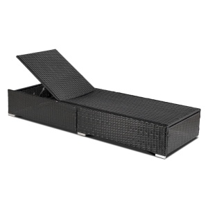 SEZLONG PLAJA, ARTIM MEBLE, REALIZAT DIN TEHNORATAN SI TEXTIL, CULOARE NEGRU/MARO, STIL MODERN - Img 2