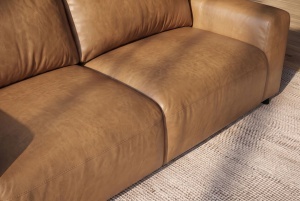 SOFA ELEGANTA DE BIROU BIG GEORGE 205CM, PENTRU 2 LOCURI, REALIZAT DIN LEMN SI PIELE ECO, CULOARE MARO, INVICTA INTERIOR - Img 3