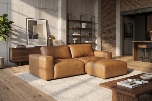SOFA ELEGANTA DE BIROU BIG GEORGE 245CM, PENTRU 3 LOCURI, REALIZAT DIN LEMN SI PIELE ECO, CULOARE MARO, INVICTA INTERIOR - Img 7