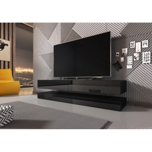 STOC 1 BUC!!! COMODA TV, MDF, 140CM, FLY, NEAGRA, DESIGN MODERN - Img 2