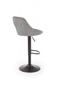 STOC 1 BUCATA - SCAUN DE BAR H101, GRI/NEGRU, TAPITERIE DIN CATIFEA SI PICIOARE DIN METAL, STIL MODERN - Img 6