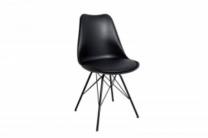 STOC 1 SET!!! SET 2 SCAUNE, SCANDINAVIA, DIN METAL SI PIELE ECO, NEAGRA, COD 36192 - Img 5