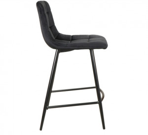 STOC 2 BUC!!! SCAUN DE BAR MILA H-2, NEGRU BLUVEL 19/NEGRU MAT, TAPITERIE DIN CATIFEA SI PICIOARE DIN METAL, STIL MODERN - Img 3