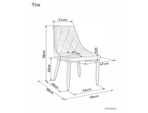 STOC 2 BUC!!! SCAUN DINING TRIX B, ALBASTRU BLUVEL 86/NEGRU MAT, TAPITERIE DIN CATIFEA SI PICIOARE DIN METAL, STIL MODERN - Img 3