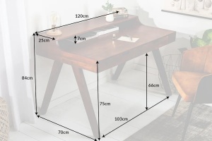 STOC!!!! BIROU 120CM, DIN LEMN MASIV DE SALCAM, MONSOON, DESIGN RETRO/ VINTAGE - Img 10