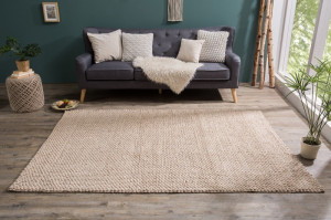 STOC!!! COVOR WOOL 240X160CM, BEJ, DIN LANA, DESIGN MODERN - Img 2