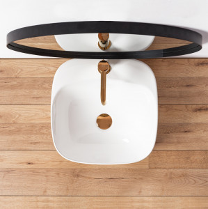 STOC!!! LAVOAR REA LUIZA, 42CM, ALB, DESIGN MODERN, MONTAJ PE BLAT, CALITATE SUPERIOARA - Img 2