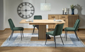 STOC!!!! MASA DINING EXTENSIBILA FABIANO, STEJAR WOTAN/NEGRU, 130/175 CM, DIN PAL LAMINAT, STIL MODERN - Img 1
