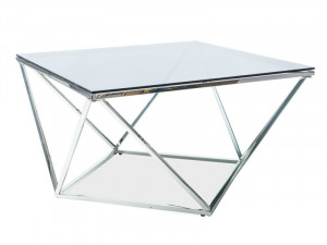 STOC!!! MASUTA DE CAFEA SILVER A, 80 CM, FUMURIU/CROM, BLAT DIN STICLA SECURIZATA SI CADRU DIN METAL, STIL MODERN