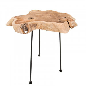 STOC!!! MASUTA DE CAFEA, WILD, 50CM, DIN LEMN MASIV DE TEC, DESIGN RUSTIC - Img 5
