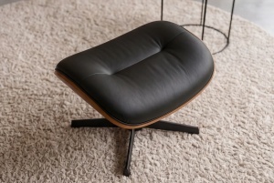 SUPORT PICIOARE ELEGANT DE RELAXARE ROTATIV, VOGUE, DIN METAL, FURNIR SI PIELE ECO, CULOARE MARO/NEGRU, INVICTA INTERIOR - Img 3