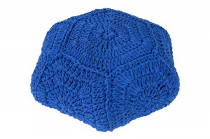 TABURET ALBASTRU INCHIS DIN BUMBAC TRICOTAT MANUAL COSY IV 37755 - Img 5