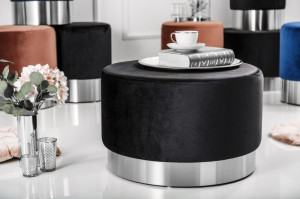 TABURET BAROCK 39606 NEGRU/ARGINTIU STIL MODERN ELEGANT - Img 2