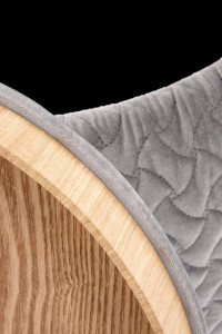TABURET BONO, CU SPATIU DE DEPOZITARE, GRI/NATURAL, DIN MDF, FURNIR NATURAL SI STOFA, STIL MODERN - Img 5