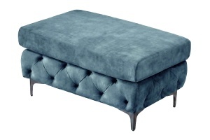 TABURET CHESTERFIELD 95CM, DIN LEMN SI TEXTIL CATIFEA, CULOARE ALBASTRA, INVICTA INTERIOR