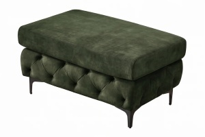 TABURET CHESTERFIELD 95CM, DIN LEMN SI TEXTIL CATIFEA, CULOARE VERDE, INVICTA INTERIOR