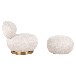 TABURET JACE BE LOVELY 11 CREAM, S4737, CONFECTIONAT DIN 100% POLIESTER, LEMN, PLACAJ SI LEMN DE PIN, STIL MODERN - Img 4