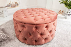 TABURET ROTUND CU SPATIU DEPOZITARE, BAROCK, COD 40322, CULOARE ROZ ANTICHIZAT - Img 2
