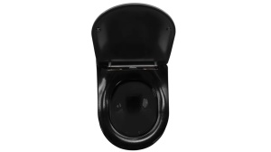 VAS DE TOALETA SUSPENDAT REA CARLO MINI RIMLESS DUROPLAST FLAT EDGE, NEGRU/AURIU, DIN CERAMICA, CALITATE SUPERIOARA - Img 4