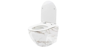 VAS DE TOALETA SUSPENDAT REA CARLOS SLIM LAVA SHINY, EFECT DE MARMURA ALBA, DIN CERAMICA, CALITATE SUPERIOARA - Img 5
