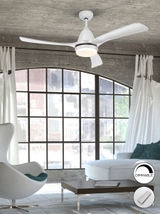 VENTILATOR ASPAS, CU TELECOMANDA, 45/55 CM, ALB/OPAL, DIN METAL, LEMN SI STICLA, STIL MODERN - Img 1