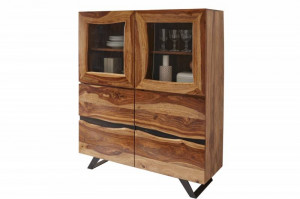 VITRINA 140CM, DIN LEMN MASIV SHEESHAM, STIL INDUSTRIAL, ARTIM GROUP SELECTION - Img 6