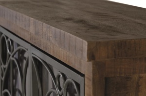 VITRINA BROOME 100CM, REALIZATA DIN LEMN DE MANGO SI METAL, CULOARE MARO ANTICHIZAT, STIL INDUSTRIAL MODERN, GINER Y COLOMER - Img 7