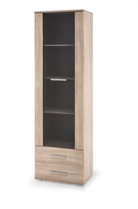 VITRINA LIMA W-1, 60X200 CM, STEJAR SONOMA, DIN PAL MELAMINAT SI STICLA, STIL MODERN