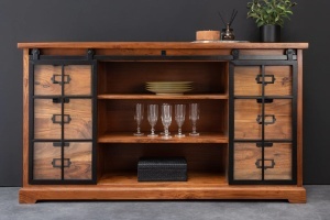 VITRINA LIVING, HERITAGE 150CM, LEMN DE SALCAM, METAL SI STICLA, CULOARE NATUR/MARO, ARTIM GROUP SELECTION - Img 8