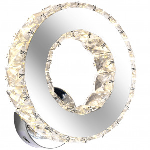 APLICA CRYSTAL ROUND APP413-W, APP414-W, 21.5X21.5 cm, NEGRU/ARGINTIU, DIN METAL SI CRISTALE, STIL MODERN, TU - Img 4