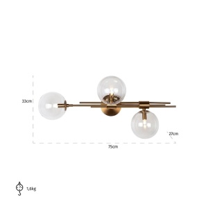 APLICA DAVINE, ML-0008, AURIU PERIAT, CONFECTIONATA DIN METAL SI STICLA, STIL MODERN - Img 3