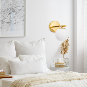 APLICA GLASS GOLD APP684-1W, 17 cm, ALB SI AURIU, DIN METAL SI STICLA, STIL MODERN, TU - Img 4