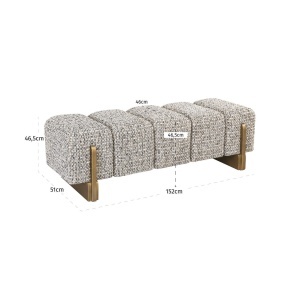 BANCUTA , DIN METAL SI TEXTIL, CULOARE BEJ/GRI, RICHMOND INTERIORS - Img 3