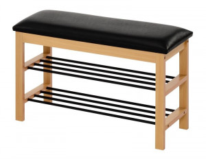 BANCUTA/SUPORT PENTRU PANTOFI ST11 NATURAL/NEGRU STIL MODERN HALMAR