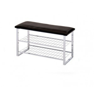 BANCUTA/SUPORT PENTRU PANTOFI ST6 NEGRU/CROM STIL MODERN HALMAR