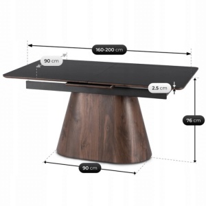 BEST PRICE!!! MASA EXTENSIBILA 160-200CM, ARTIM MEBLE, REALIZATA DIN METAL, LEMN SI MDF, CERAMICA, CULOARE NEGRU/NUC, STIL MODERN - Img 8