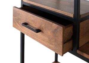 BIBLIOTECA AVELA 115CM, REALIZATA DIN LEMN DE MANGO SI METAL, CULOARE NEGRU/NATUR, GINER Y COLOMER - Img 4