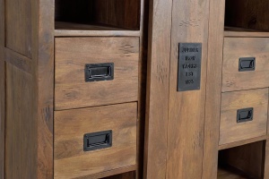 BIBLIOTECA/ORGANIZATOR 170CM, NATUR/NEGRU, LEMN MASIV MANGO SI METAL, GINER Y COLOMER - Img 6