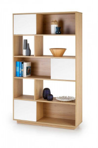 BIBLIOTECA REG23, STEJAR AURIU/ALB, DIN FURNIR, STIL MODERN, HALMAR