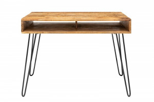BIROU 100CM, MANTIS, DIN LEMN MASIV DE MANGO, DESIGN RETRO VINTAGE - Img 5