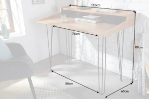 BIROU 110CM ASPECT STEJAR, STUDIO, DIN METAL SI MDF, STIL INDUSTRIAL - Img 7